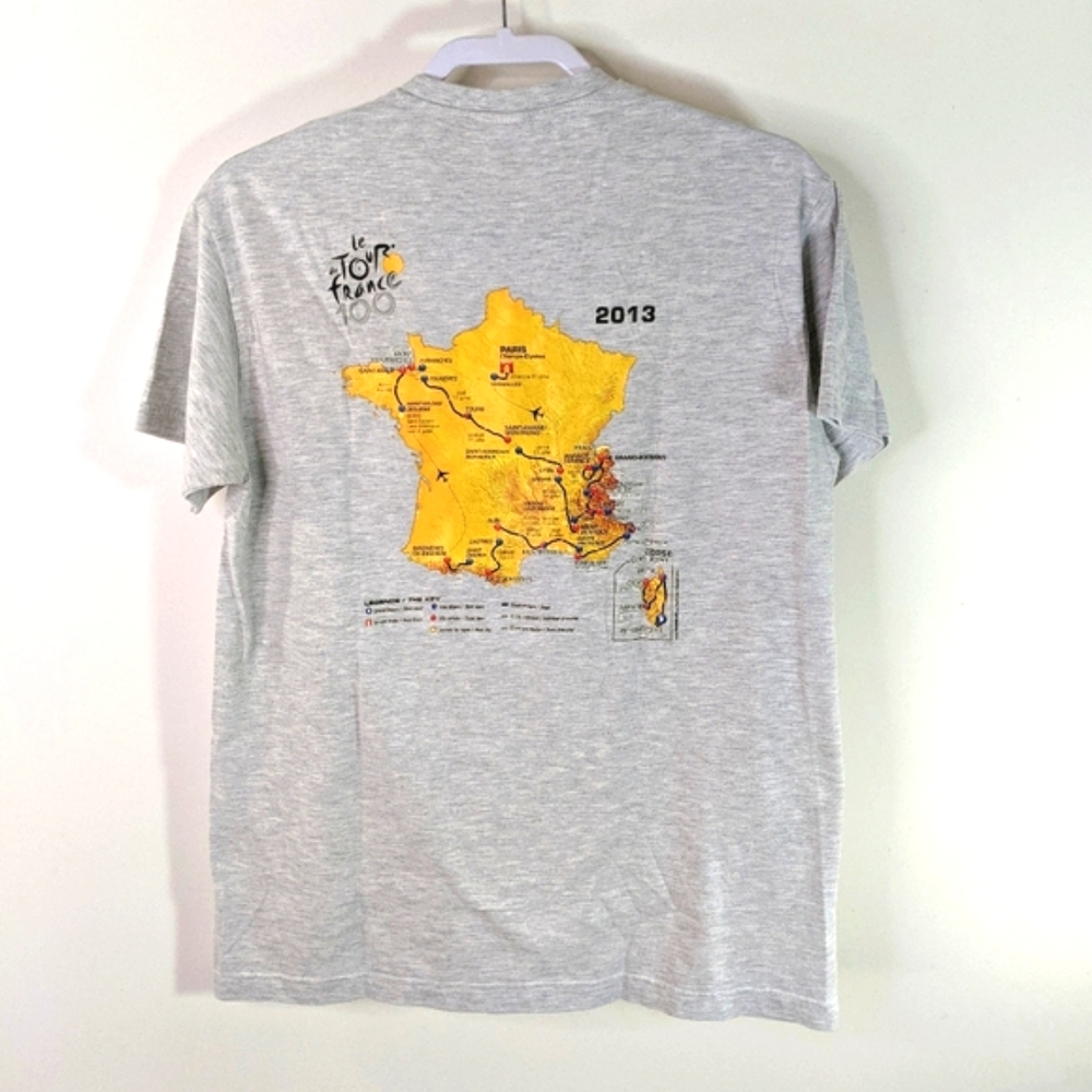 Tour de France 2013 Official 100th Anniversary T-shirt Unisex M Gray Map